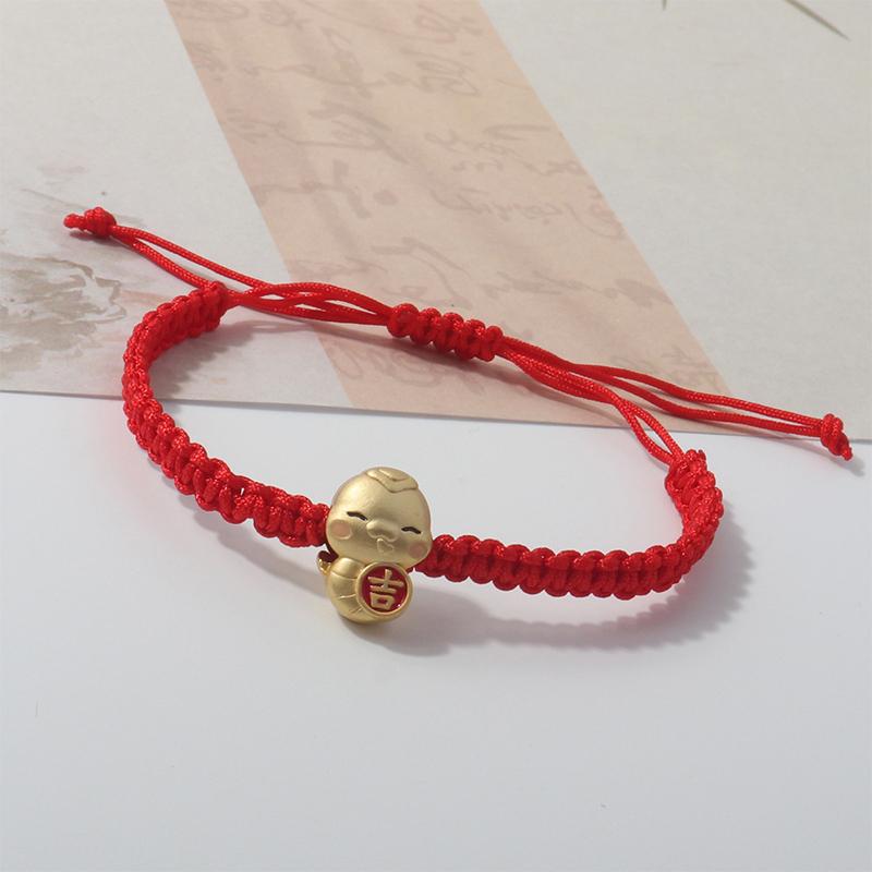 Браслет из красной веревки на удачу в год змеи для женщин в китайском стиле, плетеный браслет со знаком зодиака змея, ювелирные изделия, аксессуары, рождественские подарки