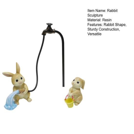 Rabbit Flush Sculpture Bunny Decor Yard Decoration Resin Bunny Figurines Home Garden Outdoor Statues Easter Rabbit Decoration