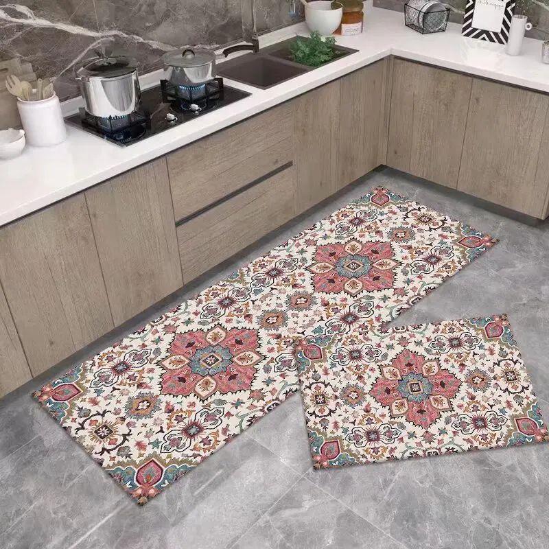 2шт кашемировый коврик для пола кухни с моющейся спинкой для входной двери дома, длинный полосатый ковер, нескользящий впитывающий коврик для ног