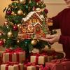Handcrafted Wood Santa Decor Christmas Wooden House Ornament, Claus/Snowman/Elk Sleds/Winter Cabins Indoor Winter Cabin Ornaments Scene Figurines,