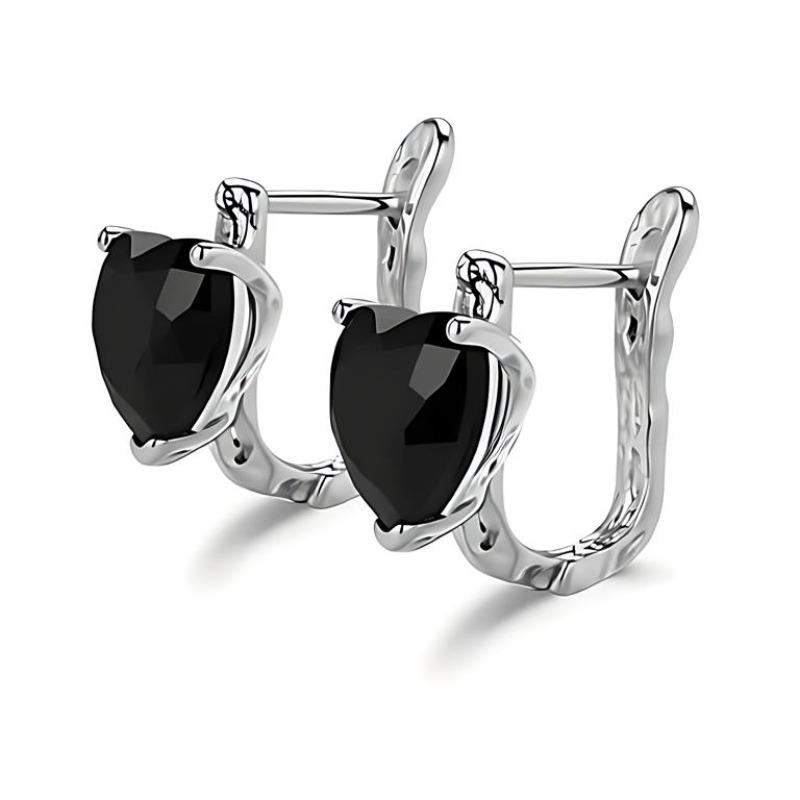 Black Awn Украшения Черные Украшения Черный Камень Серьги-кольца
