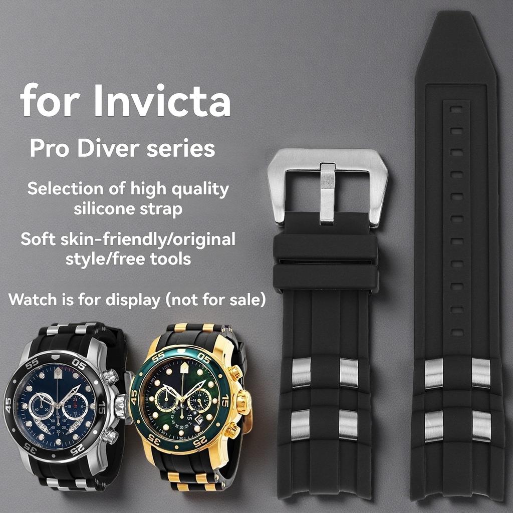 26 мм ремешок для часов Invicta Russian Diver - Силиконовый резиновый ремешок с металлическими вставками, Профессиональный дайверский браслет для мужчин/женщин