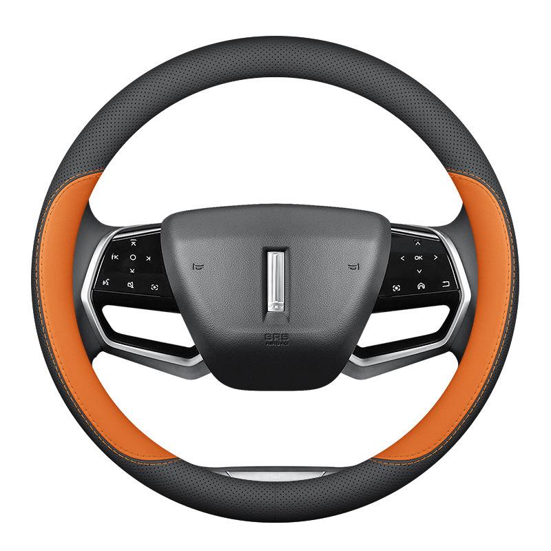 Ultra-Thin Genuine Leather Steering Wheel Cover for Wey Gaoshan Lanshan Mocha VV7 VV5 - All-Season, Universal Fit