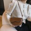 Women's Bag Vintage Solid Color Flap Small Saddle Shoulder Underarm Bag Fashion PU Leather Wide Strap Crossbody Bag
