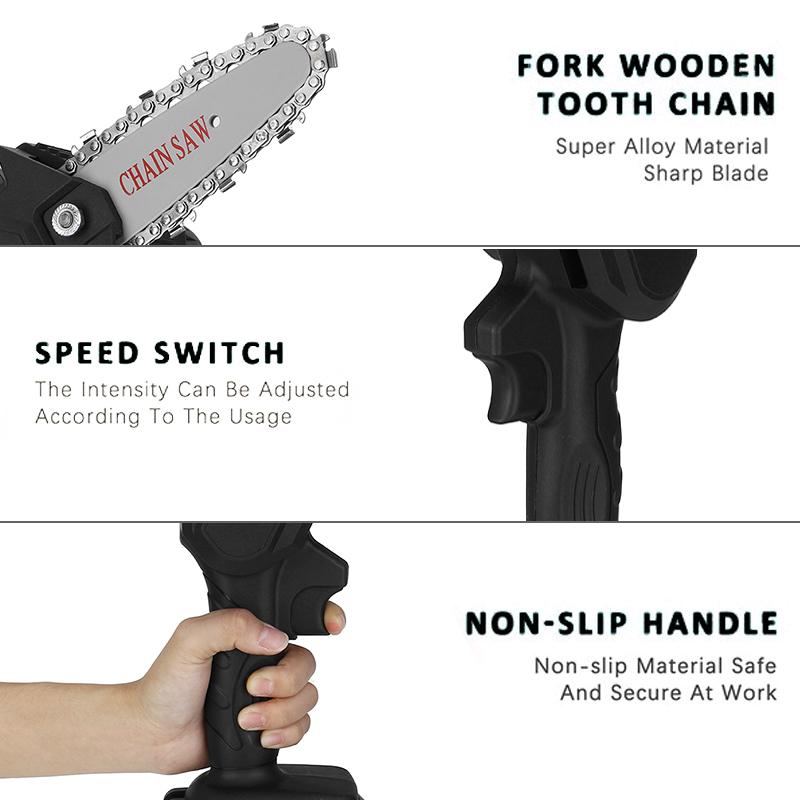 88 В портативная электрическая обрезная пила, беспроводная деревообрабатывающая электрическая пила, садовая лесозаготовительная мини-электрическая цепная пила с 2 батареями