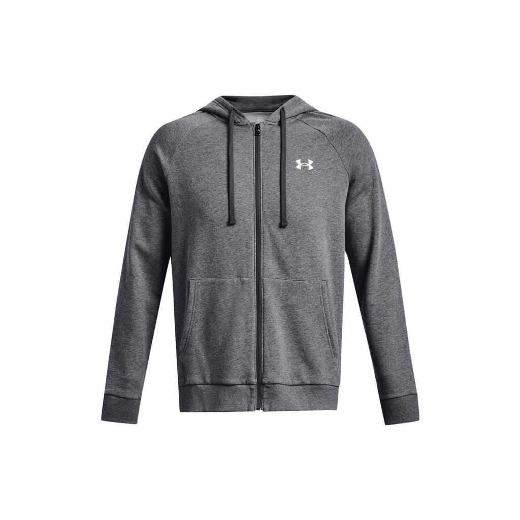 Under Armour Rival Fleece Full-Zip Solid Color Hoodie Men Sweatshirt Gray 1379863-012