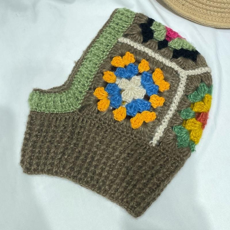 Вязаная балаклава с цветочным узором для студентов, взрослых, ветрозащитная зимняя шапка, шапка для защиты шеи, подростковая шапка для тепла, шапка для велоспорта