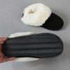 Solid Color Home Warm Slippers, Soft Sole Platform Plush Lined Backless Shoes, Round Toe Indoor Fluffy Shoes