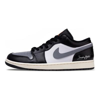 Air Jordan 1 с теневым эффектом, устойчивые к истиранию, низкие, винтажные баскетбольные кроссовки, унисекс, черные, серые 553558-081(Команда73-)