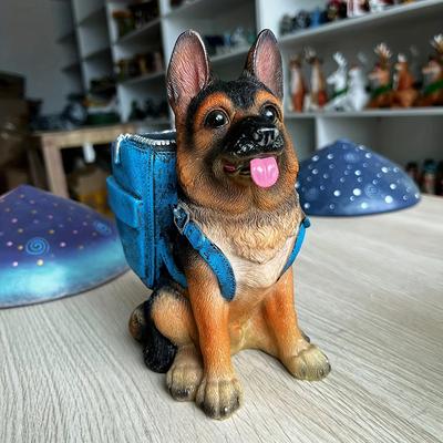 Креативный настольный держатель для ручек в виде животных из смолы, поделки немецкой овчарки, органайзер для хранения ручек на столе, скульптура собаки, украшения, подставка для офисных принадлежностей
