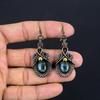Серьги из лабрадорита, обернутые медной проволокой 999 пробы, Ювелирные изделия с драгоценными камнями ручной работы, Подарки для жены, Совершенно новые серьги