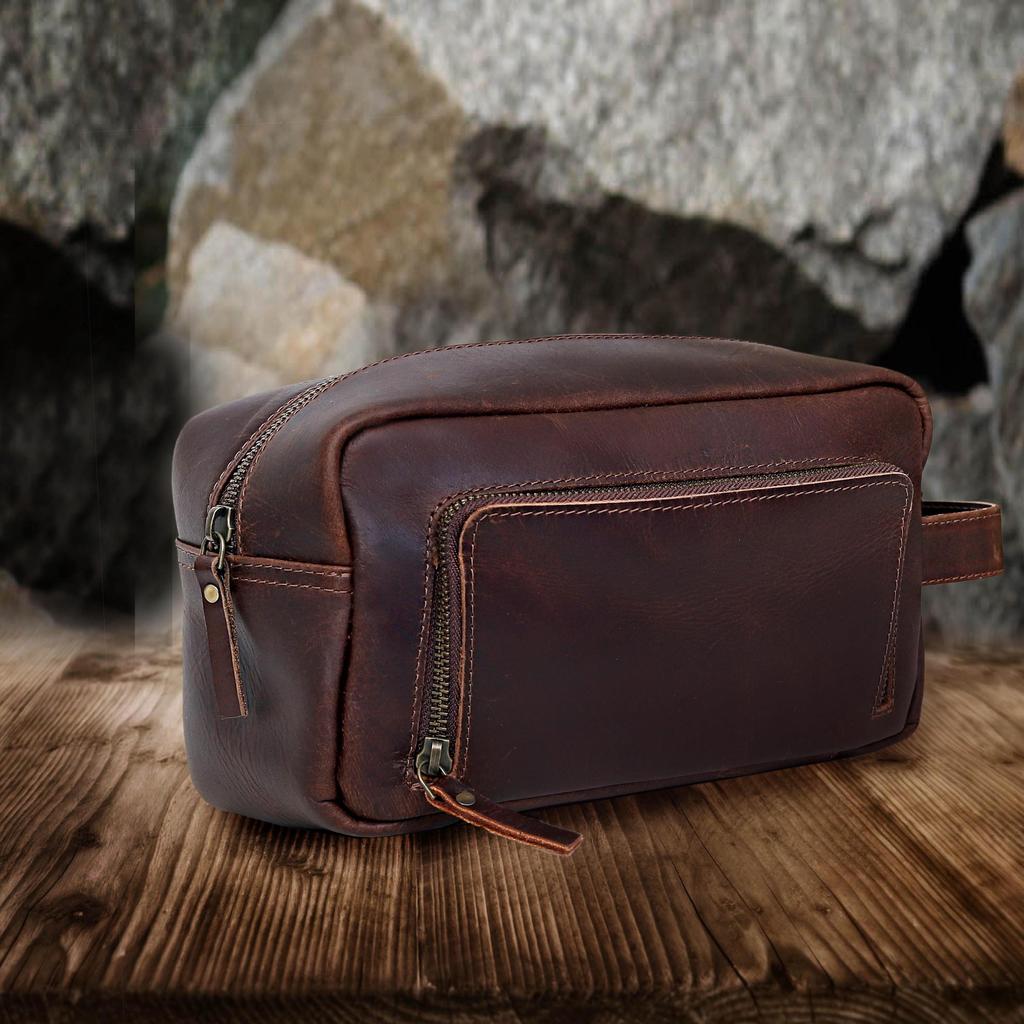 Personalized Leather Dopp Kit: Groomsmen Gift, Men's Toiletry Bag