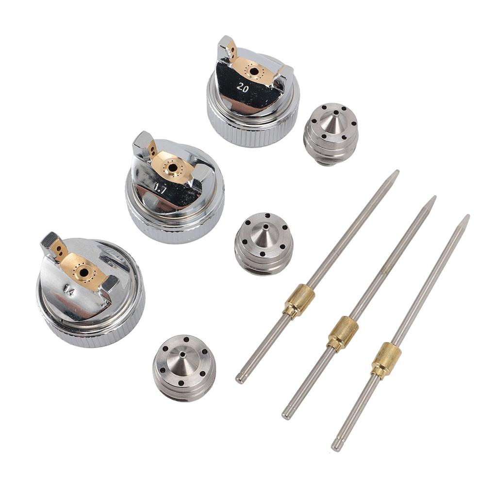 3 Sets Needle Fluid Nozzle Air Cap Kit H 827 1.4 1.7 2.0mm Stable Performance Brass Plastic Fluid Tip Size Set Up
