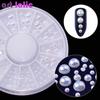1 Wheel Mixed Size White AB Stones Nail Rhinestone DIY Manicure Pearl Nail Decorations Accessories