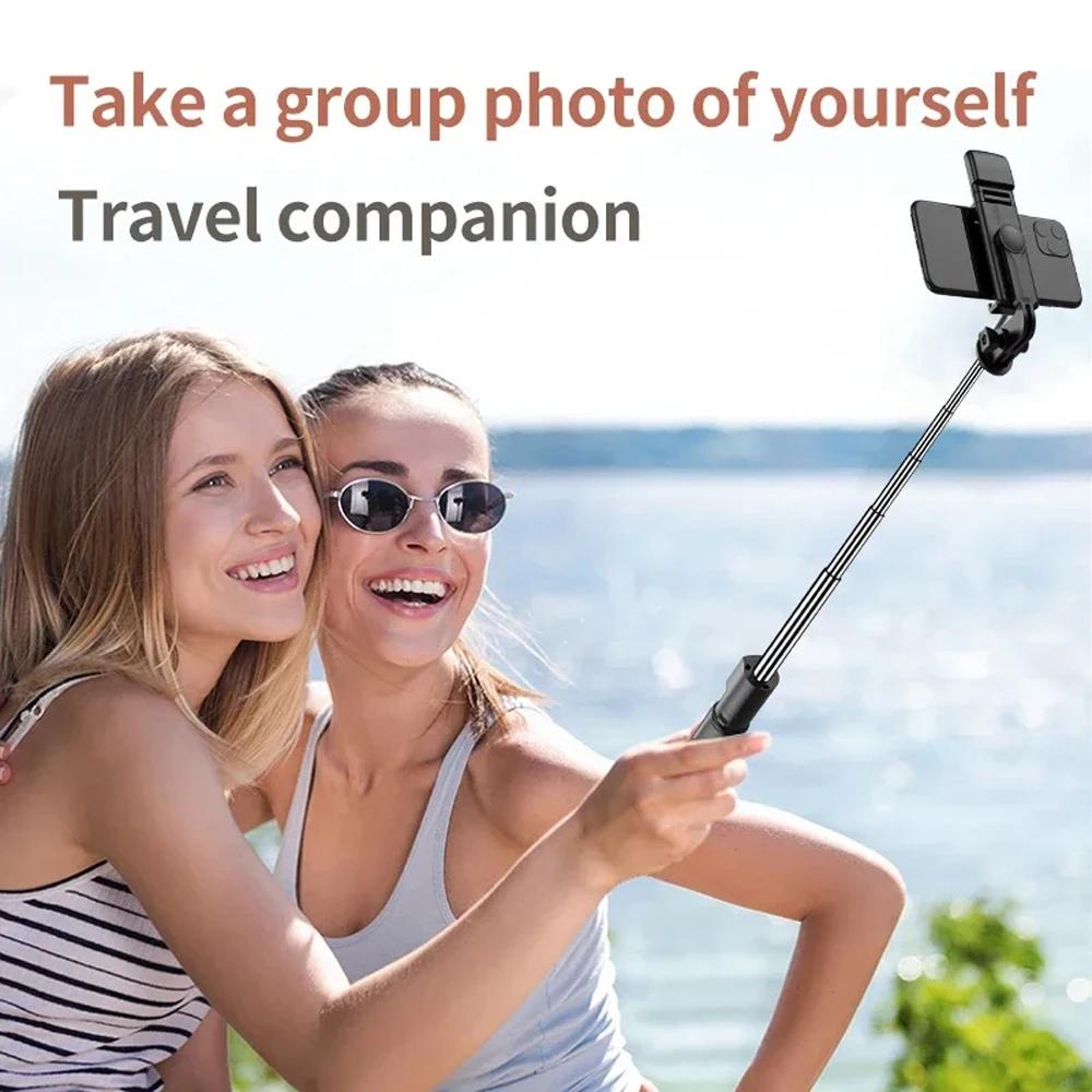 3In1 Bluetooth Selfie Tripod with Fill Light Shutter Remote Portable Foldable Monopod for iPhone Smart Phone