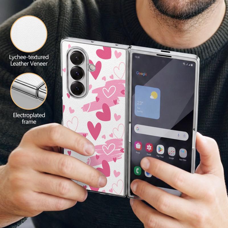Современный чехол с принтом сердечек для Samsung Z Fold 8 Ultra 7 6 5, роскошная кожаная накладка с покрытием, жесткий чехол для телефона для Galaxy Z Fold8 Fold7 Fold6