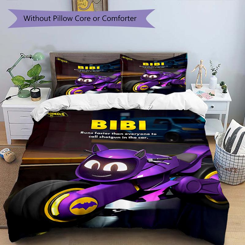 3pcs Batwheels Bedding Set Duvet Cover Closure Includes 1 Duvet Cover & 2 Pillowcases, Soft and Comfortable for All Seasons.