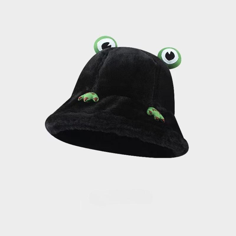 Fashion Autumn Winter Fisherman Hat Cute Soft Frog Hat Keep Warm Bucket Hats Outdoor