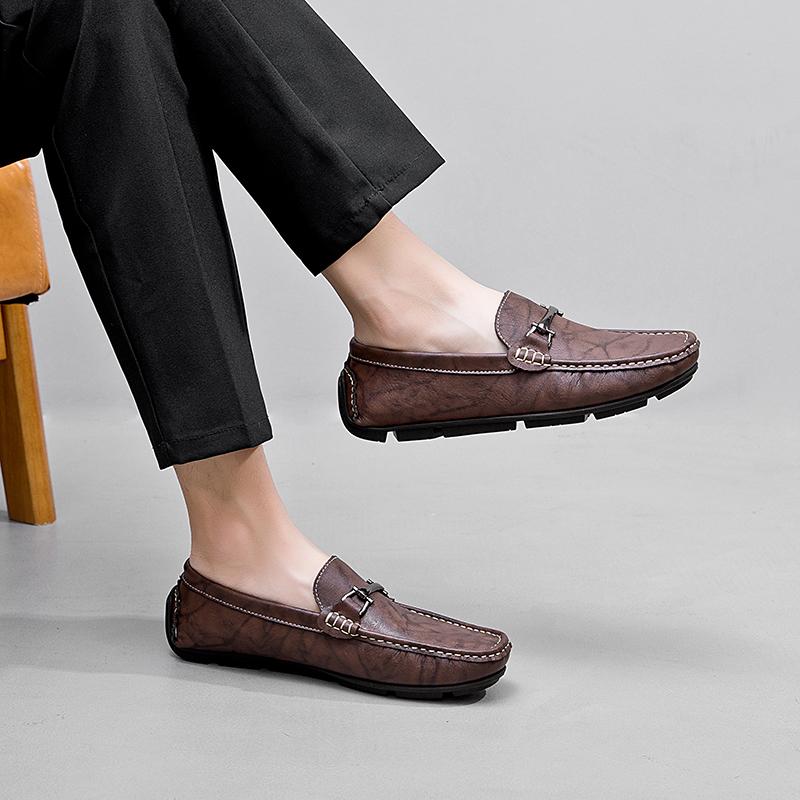 Fashion Non-Slip Men Loafers All-match Flats High Quality Men's Dress Shoes New Leather Men Casual Shoes Male Comfortable Business Shoe