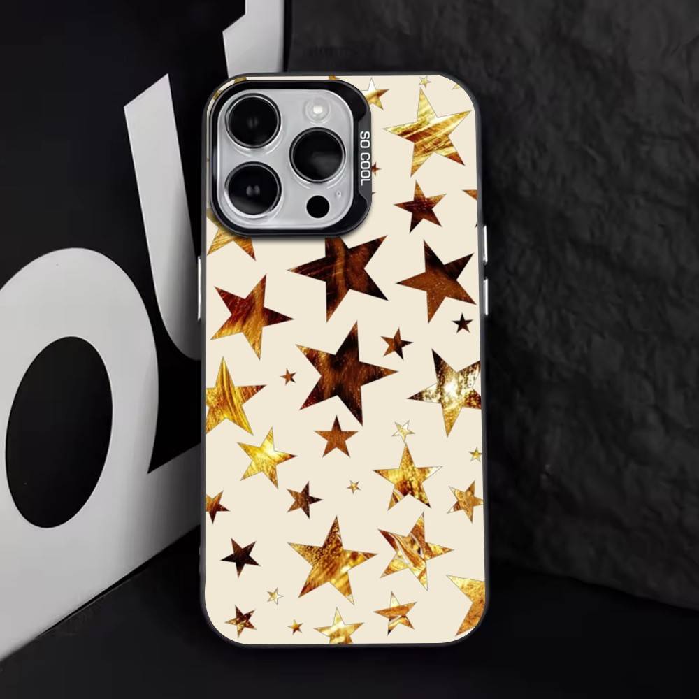 Trendy Leopard Print Star Pattern Phone Case For iPhone 17,16,15,14,13,12,11 Plus,PM,XS,Colorful Silver Phone case Funda Cover