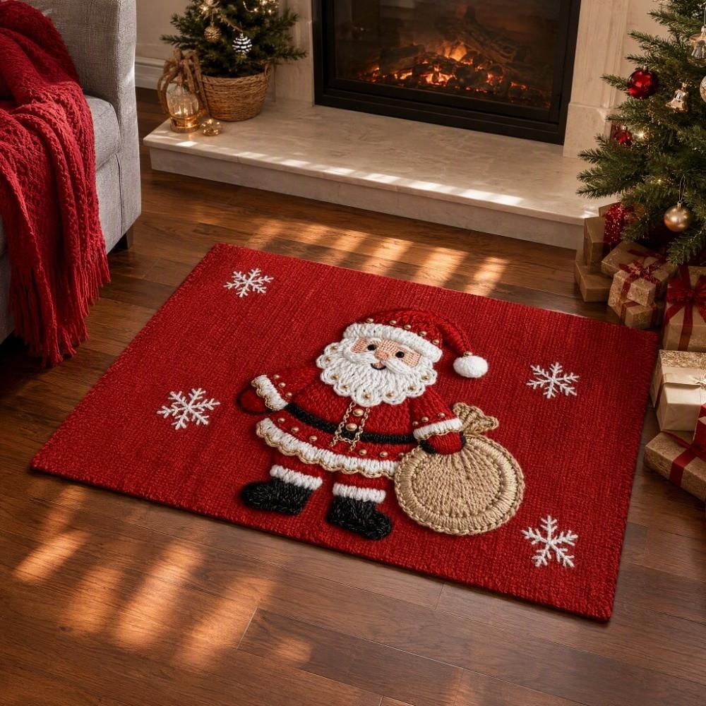 Cartoon Christmas Floor Mat 2D Flat Welcome Door Mat New Year Anti Slip Mat Bathroom
