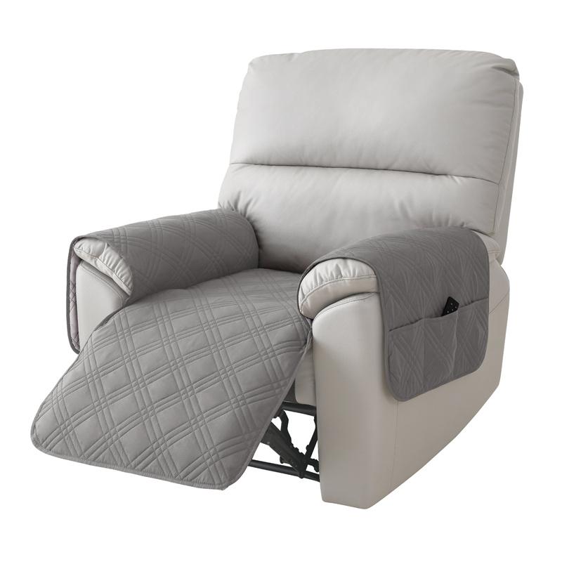1PC Quilted Recliner Sofa Seat Covers Pets Kid Armchair Slipcover with Pocket Solid Color Reclining Sofa Mat for Living Room