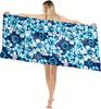 1PC Towel Blue vintage flower Drawing art for family friend Quick-Dry Beach Towel For Yoga Tourism Beach GYM Camping Swimming