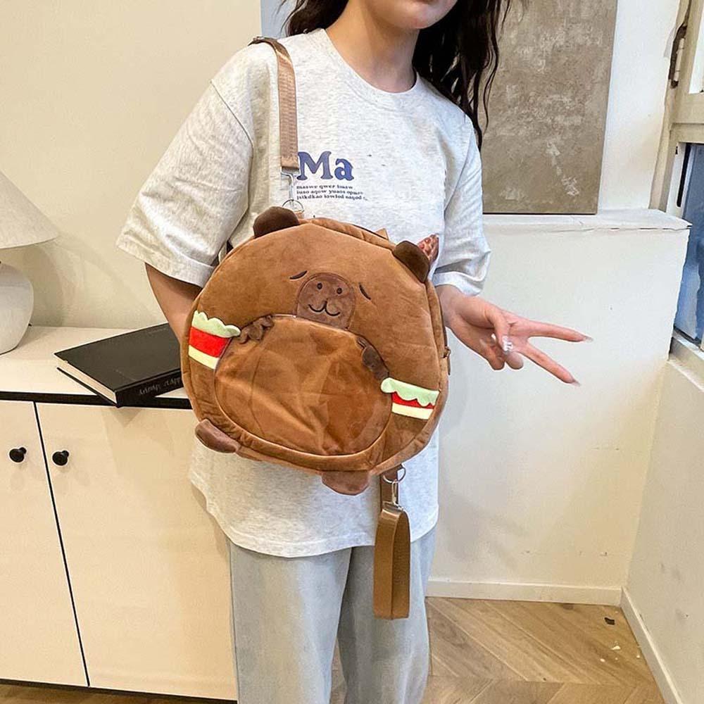 Large Capacity Creative Ita Bag Cute Cartoon Doll Daypack Thickened Capybara Plush Backpack Gifts