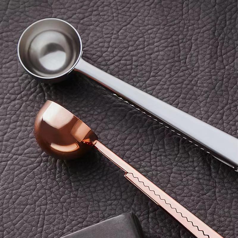 2 в 1 ложка-лопатка для кофе из нержавеющей стали с зажимом для герметизации, серебряные кухонные принадлежности с зажимом для герметизации, кухонные принадлежности в подарок