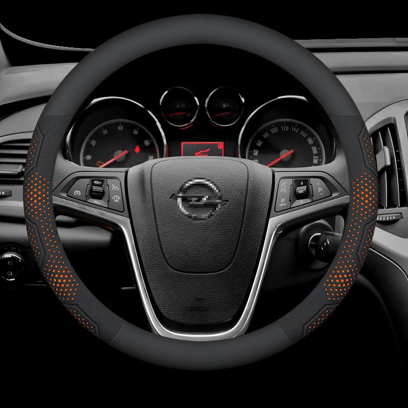 AAAEF1 Opel OPCline ASTRA CORSA INSIGNIA MOKKA VECTRA GTC Tigra Carbon fiber Suede Leather Car Steering Wheel Cover Auto Accessories