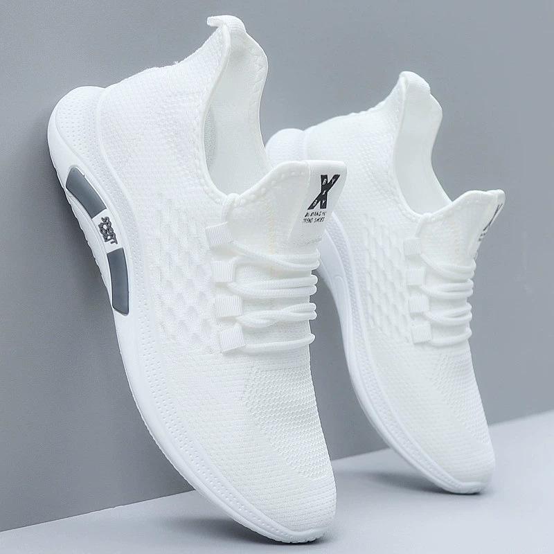 2025 Spring/Summer Men's Korean Style Breathable Running Sneakers - Trendy, Thick-Soled, Mesh, Flyknit Design