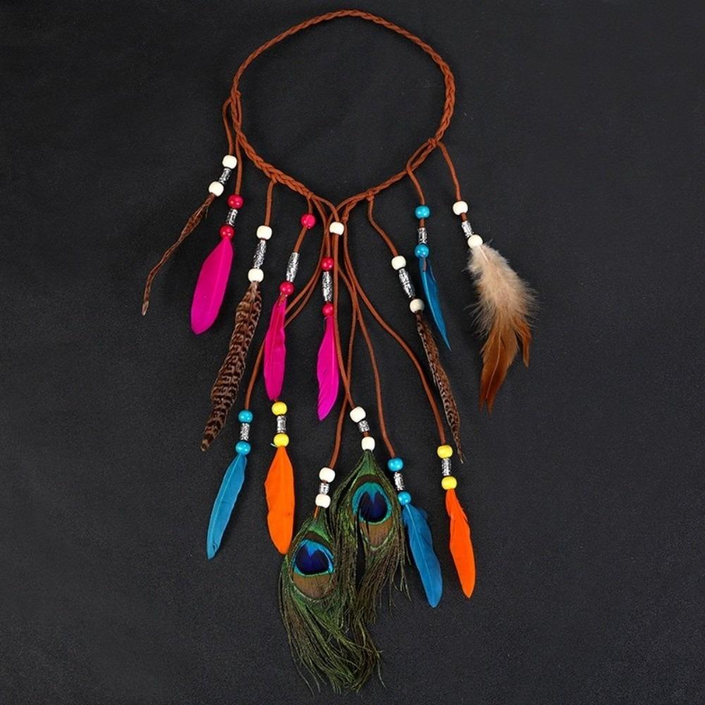 Cascading Tassels Long Feather Headpiece Tribal Feather Hair Extensions Themed Photoshoot Props