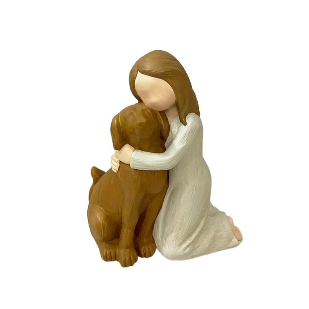 Полимерная фигурка любителя собак, милая миниатюрная скульптура, девушка, держащая статуэтку собаки, автомобиль