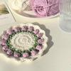 Creative Crochet Round Coasters Handmade Reusable Insulation Pads INS Style Hand-knitted Sunflower Cup Pad Desktop Decoration