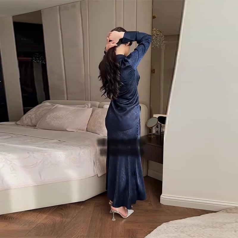 2025 Women's European/American Turn-Down Collar Irregular Button Long Sleeve Top & Skirt Set