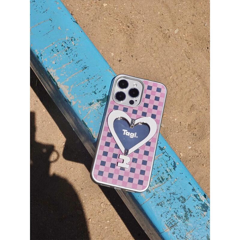 Tagi Happy Heart Leather Phone Case with Stand