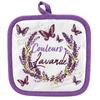 [A2423] - Cotton Potholder 'Couleurs Lavande' Purple White - 20x20 Cm