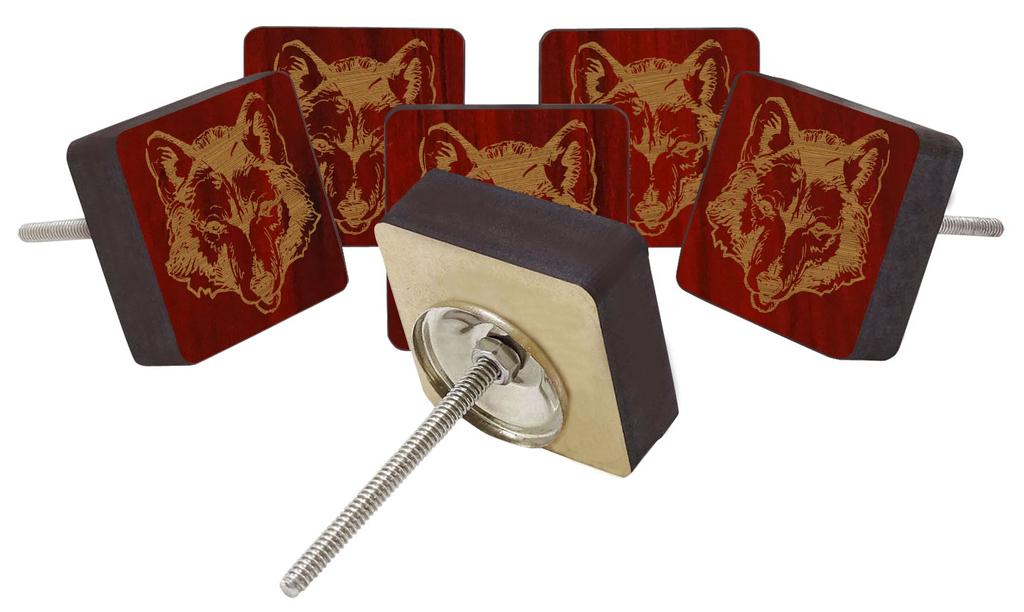 IBA Indianbeautifulart Красный Волк Животное Гравировка 10 Шт. Мебель Деревянные Ручки Гребешок Деревенский Ящик