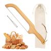 Bread Slicer Set with Safety Screwdriver Stainless Steel Serrated Blade Beech