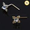 KODY PIERCING Носовая шпилька L-образной формы из 9-каратного золота с драгоценными камнями и этническими точками - качественный пирсинг