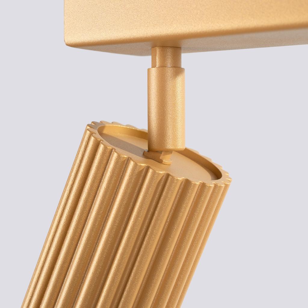 Lampa Sufitowa Nowoczesna Złota Listwa 117 Cm Ruchome Karbowane Reflektorki Do Salonu Przedpokoju 6Xgu10 10W Karbon Sollux Lighting