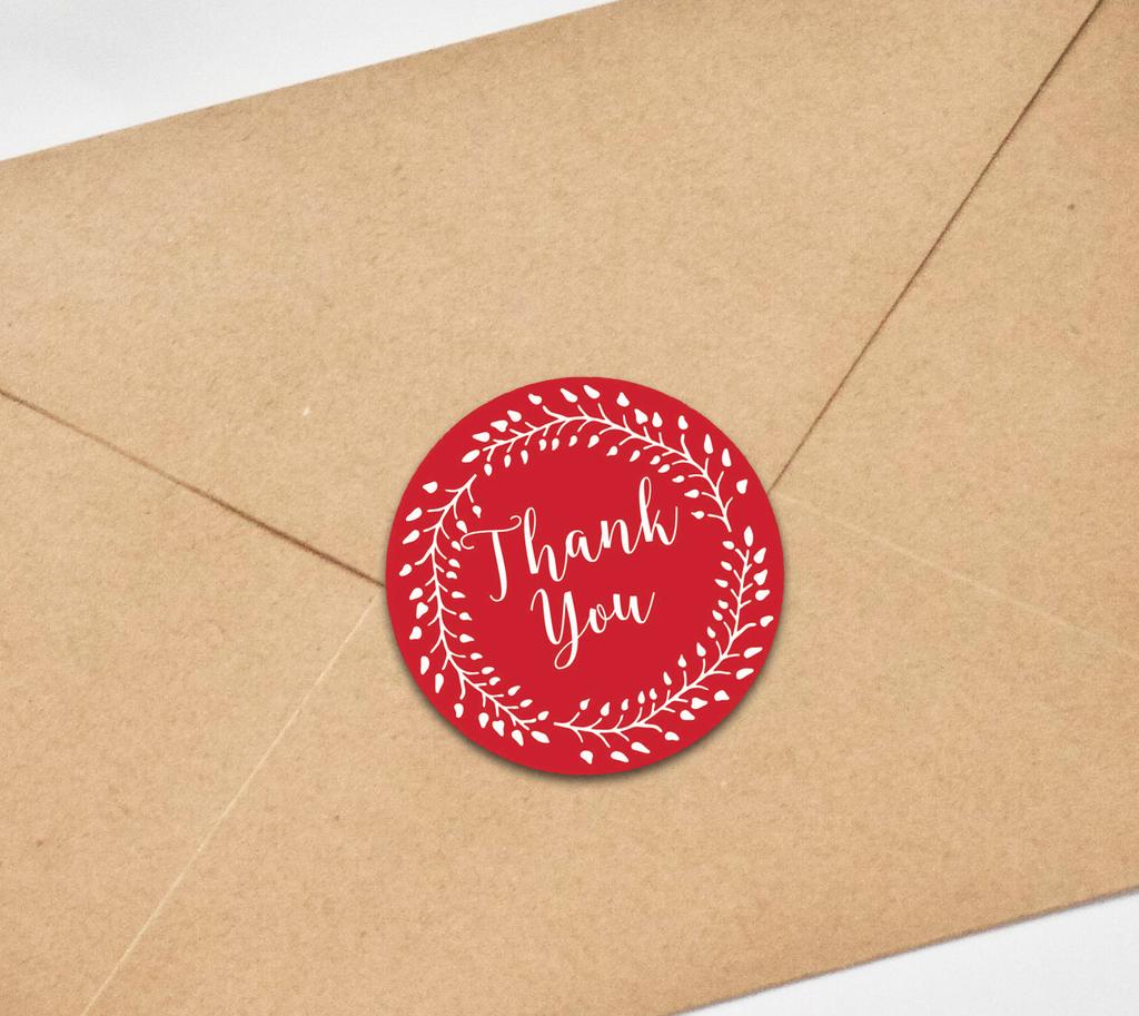 Darling Souvenir Round 1.6 Inches Black Vines Border Thank You Stickers Non Customized Gift-45
