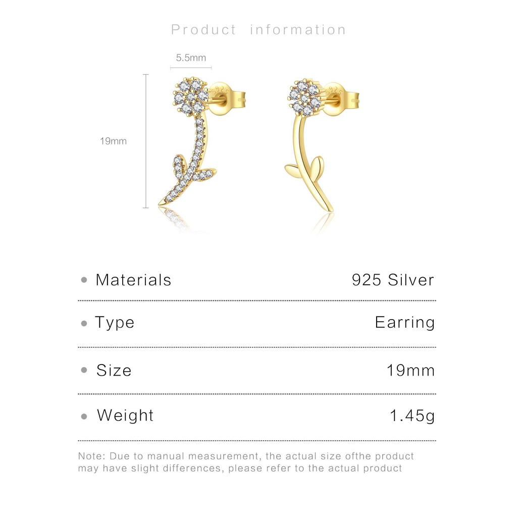 ANDYWEN Серьги-гвоздики из стерлингового серебра 925 пробы с золотым цветком и цирконием CZ, прозрачные розовые, красные, синие Pendientes, женские ювелирные зажимы