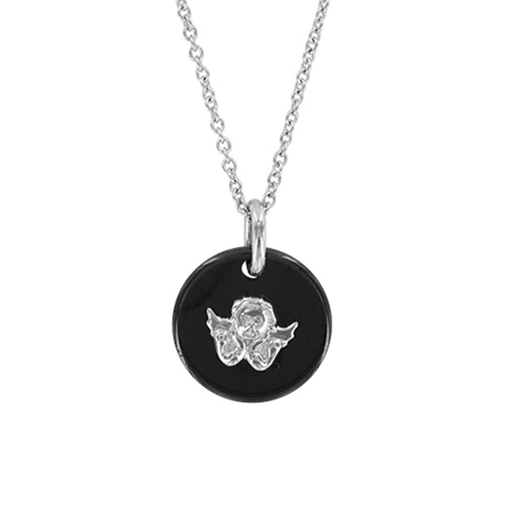 Les Trésors De Lily [R4913] - Silver Necklace 'Little Angel' Silver Black (rhodium) - 15mm (ceramic)