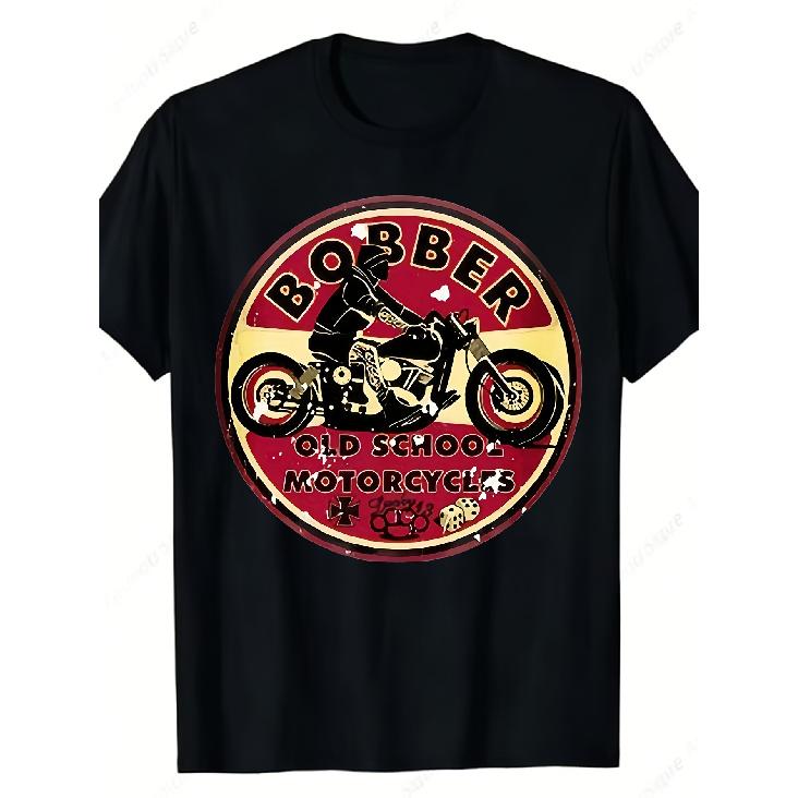 2026 Fashion Style Tshirt Black T-Shirt Bobber Old School Motorcycle Graphic Design For Motorbike Enthusiasts And Biker Lifestyle