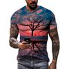 Модные оригинальные мужские футболки с пейзажем, летние повседневные футболки с круглым вырезом и коротким рукавом, новые трендовые уличные топы для отдыха с 3D принтом