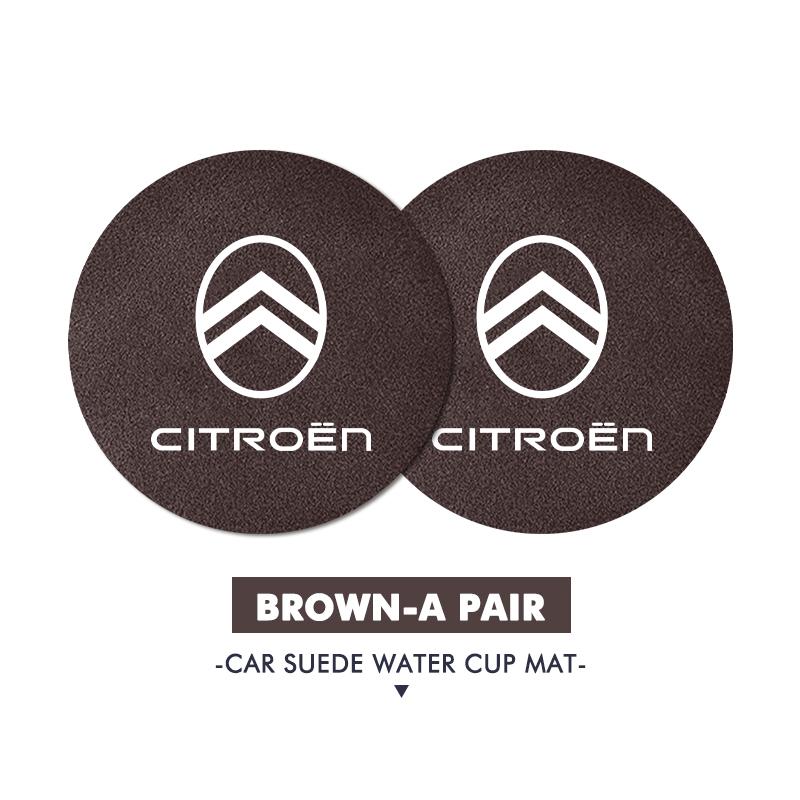 For Citroen 2PCS Car Logo Anti-Slip Water Cup Pad Drink Holder Mat Interior Accessories C4 C3 C5 C1 C2 C6 VTS C4L DS3 DS4 DS5