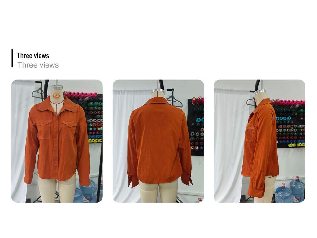 European and American Women's Retro Multi-Pocket Contrast Stitching Lapel Shirt - Casual Workwear Style