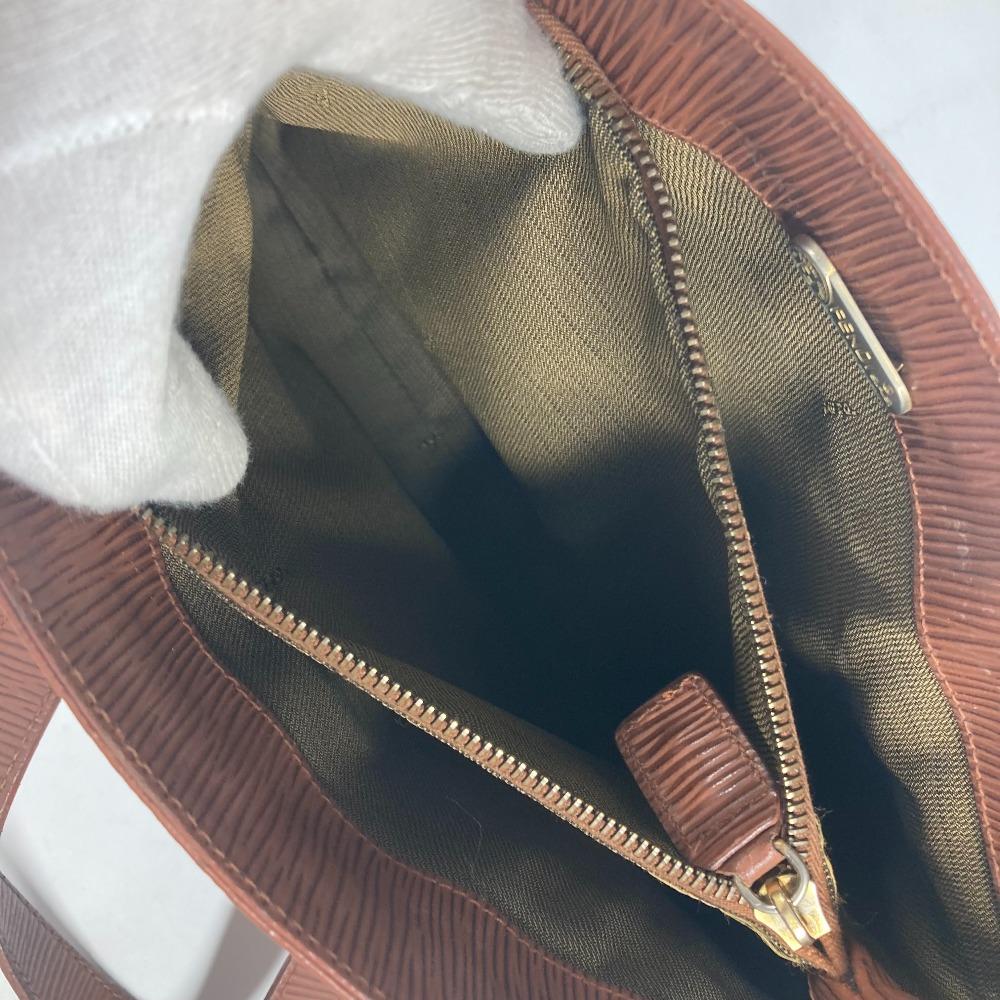 FENDI vintage FF logo Tote Bag Shoulder Bag Hand Bag Leather Brown