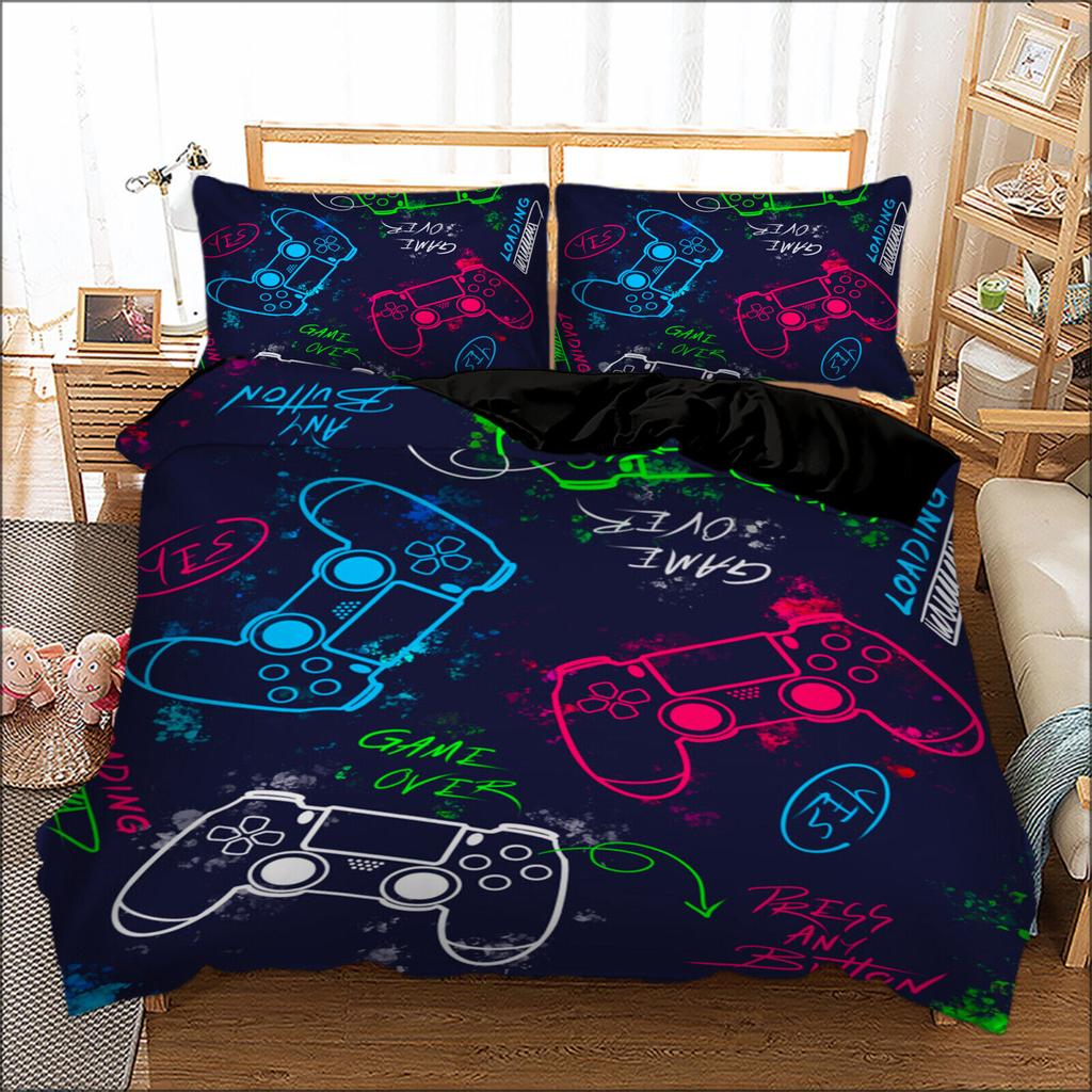 Gamer Gaming Gamepad Quilt Duvet Doona Cover Set Single Double Queen King Size
